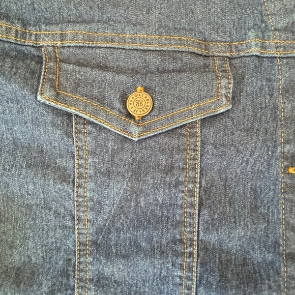 Bill Blass Jeanswear stretch button down western style jean shirt size L - Picture 7 of 14